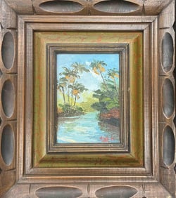 Tropical River Scene by NINA R (Mexico) Oil on Board