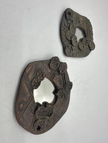 Pair of Handmade Ceramic Flower Mirrors