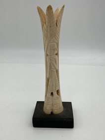 Egyptian Revival Carved Bone or Resin Figure on Plinth