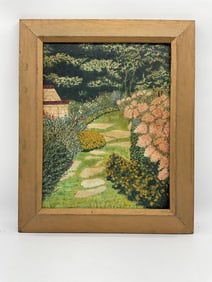 Garden scene by Gaye Bonham (Australia, b.1942) Oil on Board
