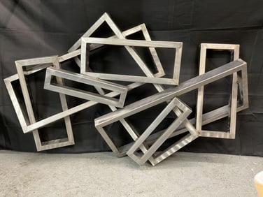 Contemporary Abstract Metal Sculpture with Overlapping Rectangles