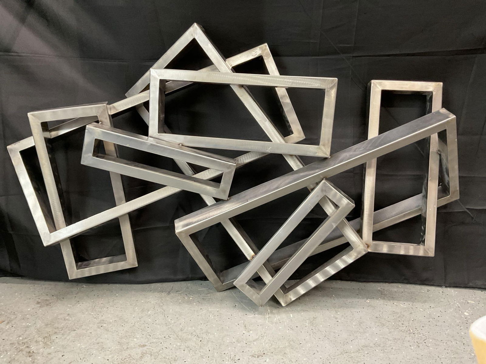 Contemporary Abstract Metal Sculpture with Overlapping Rectangles (1 of 3)