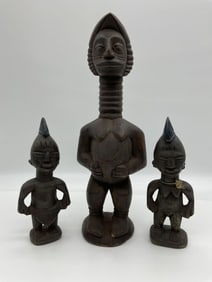 Set of Three African Carved Wood Fertility and Ancestor Figures