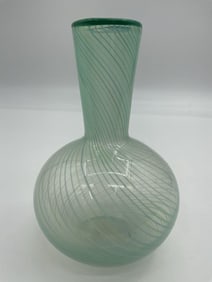Contemporary Art Glass Vase with Swirled Ribbon Pattern