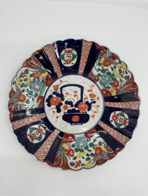 Japanese Imari Porcelain Charger with Floral and Figural Motif