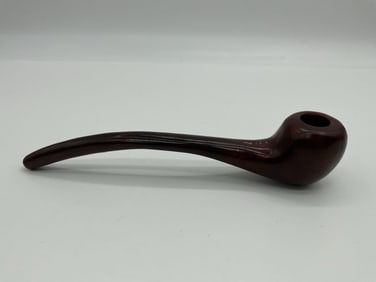 Hand-Carved Wooden Pipe with Organic Curved Form
