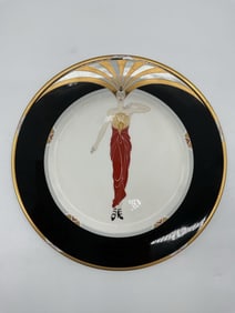Le Soleil Ebony Art Deco Lady Plate by Erté