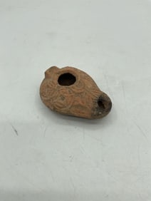 604 - Ancient Decorated Terracotta Oil Lamp