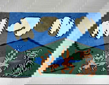 "Bacchanale au Taureau Noir" after Pablo Picasso Signed Rug