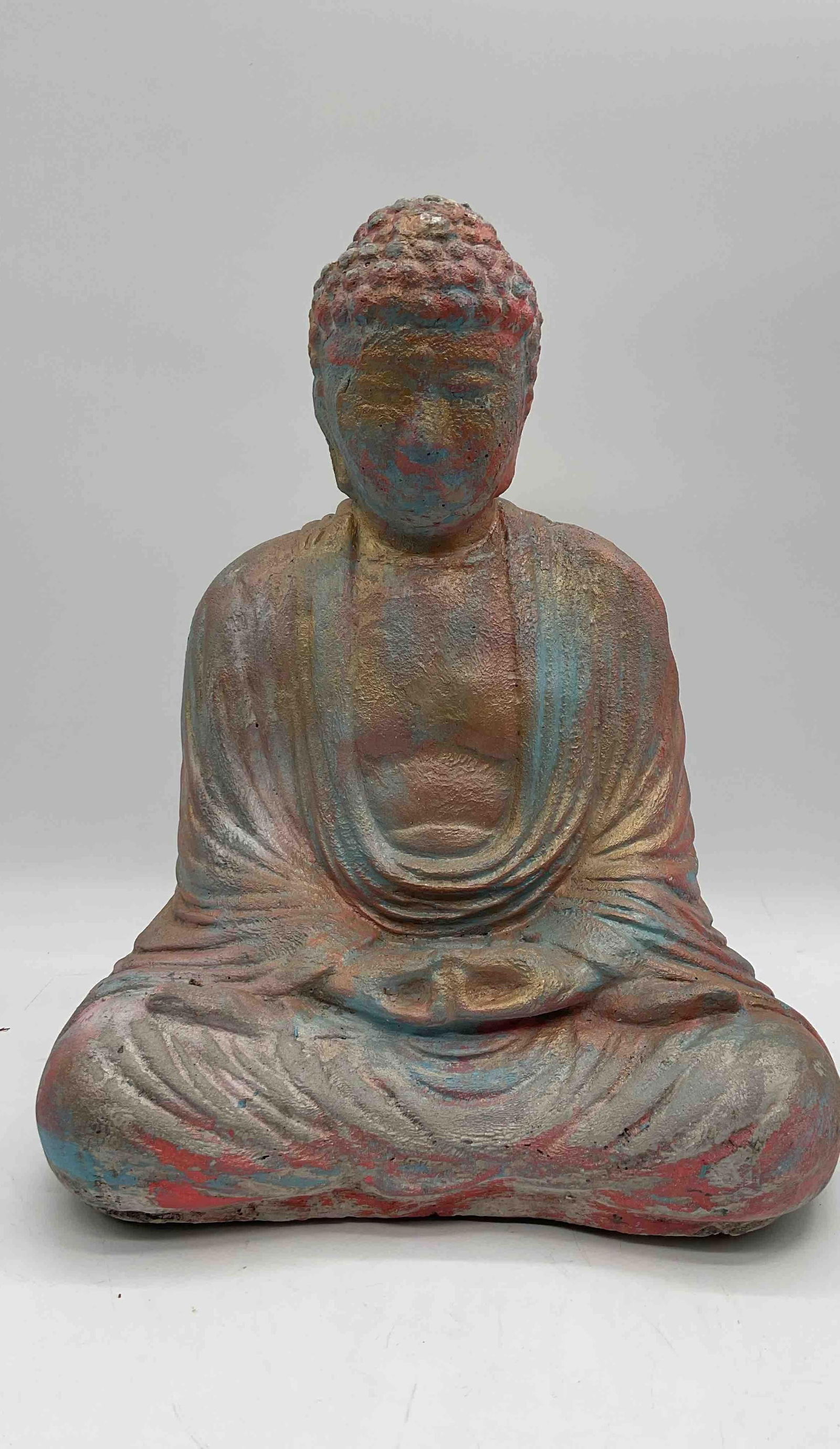 Vintage Hand Painted Resin Buddha Statue Seated Meditation Pose (1 of 2)