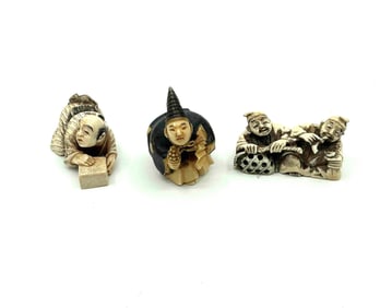 Three Japanese Style Netsuke Figurines