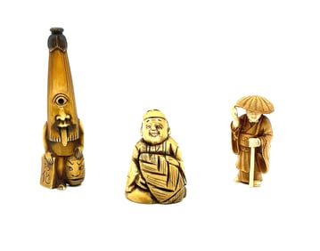 Three Japanese Style Netsuke Figurines