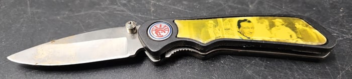 John Wayne Frost Cutlery Pocket Knife with Yellow Jigged Handle