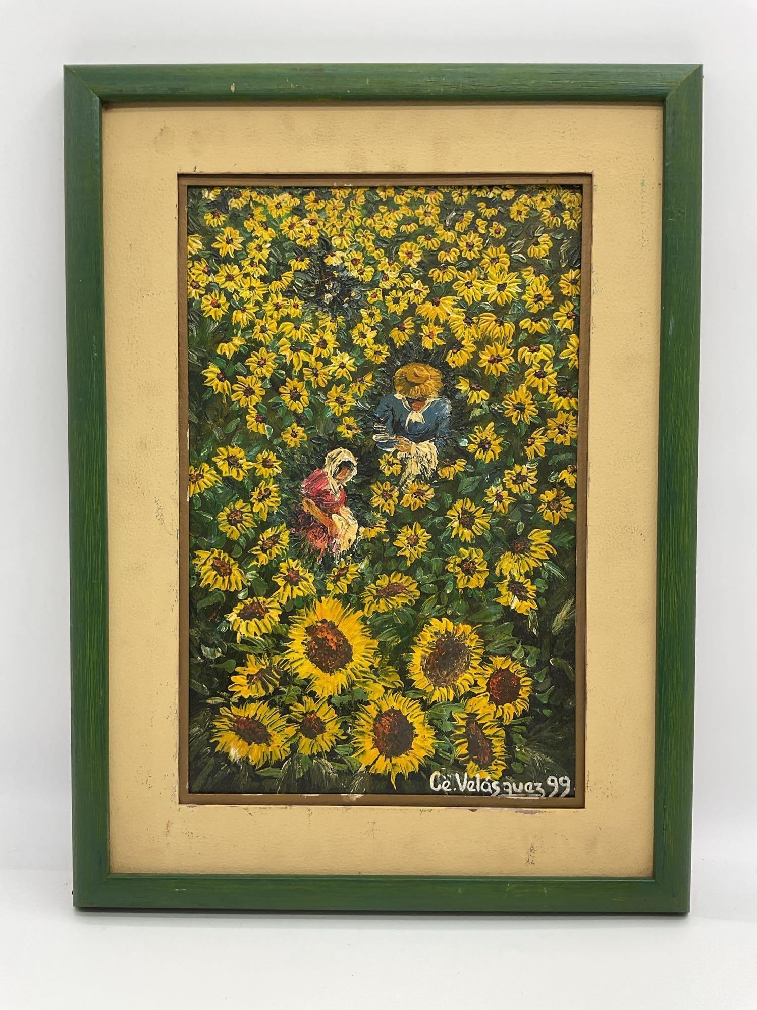 Women in Sunflower Field by Ce. Velazquez (signed, dated 1999) (1 of 3)