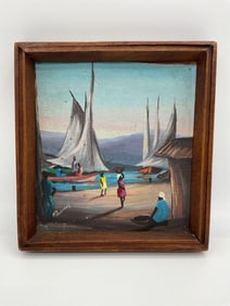 Harbor Market Scene by H. Dubreuil