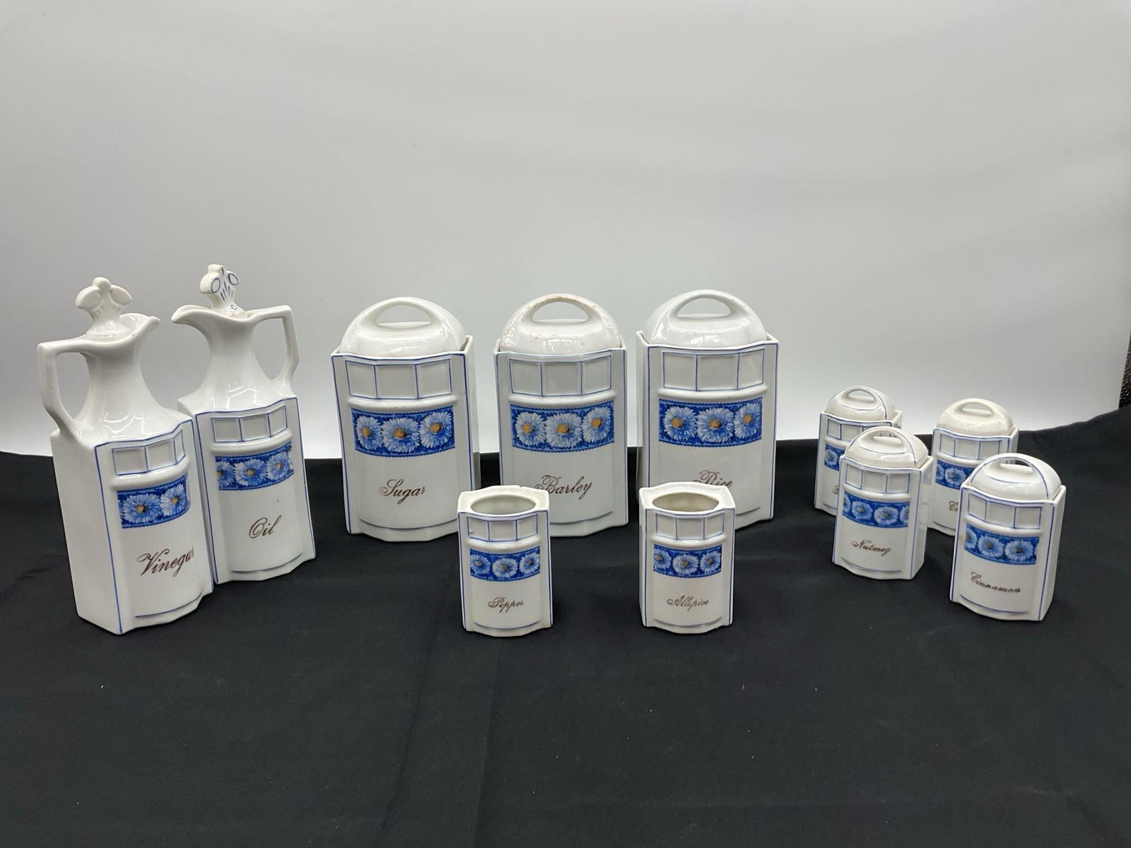 Early 20th Century German Porcelain Spice Jar Set, 11 Pieces (1 of 5)