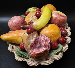 Italian Bassamo Ceramic Fruit Basket Centerpiece