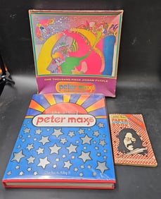 The Art of Peter Max by Charles A Riley II with Peter Max Jigsaw Puzzle and The Paper Airplane Book