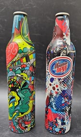 Pair of Mountain Dew Aluminum Art Bottles