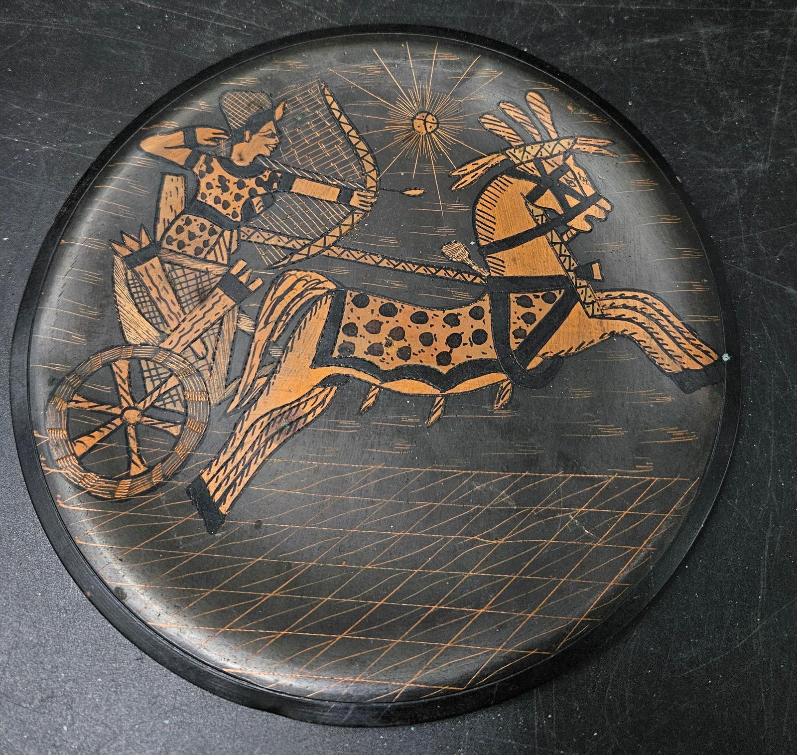 Greek Style Decorative Plate with Warrior and Chariot (1 of 3)