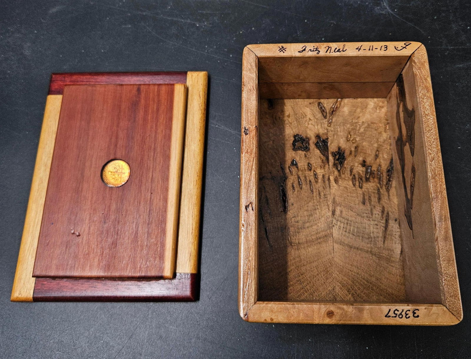 Handcrafted Wooden Trinket Box Signed by Fritz Neal (1 of 6)