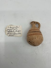 8 - Banquished Juglet with red & black stripes 8th B.C. Israelite period