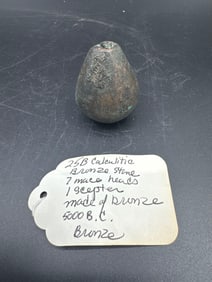 25B - Calculitic Bronze Stone 7 Mace head 1 scepter made of bronze 5000 B. C. Bronze