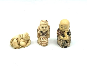 Three Japanese Style Netsuke Figurines
