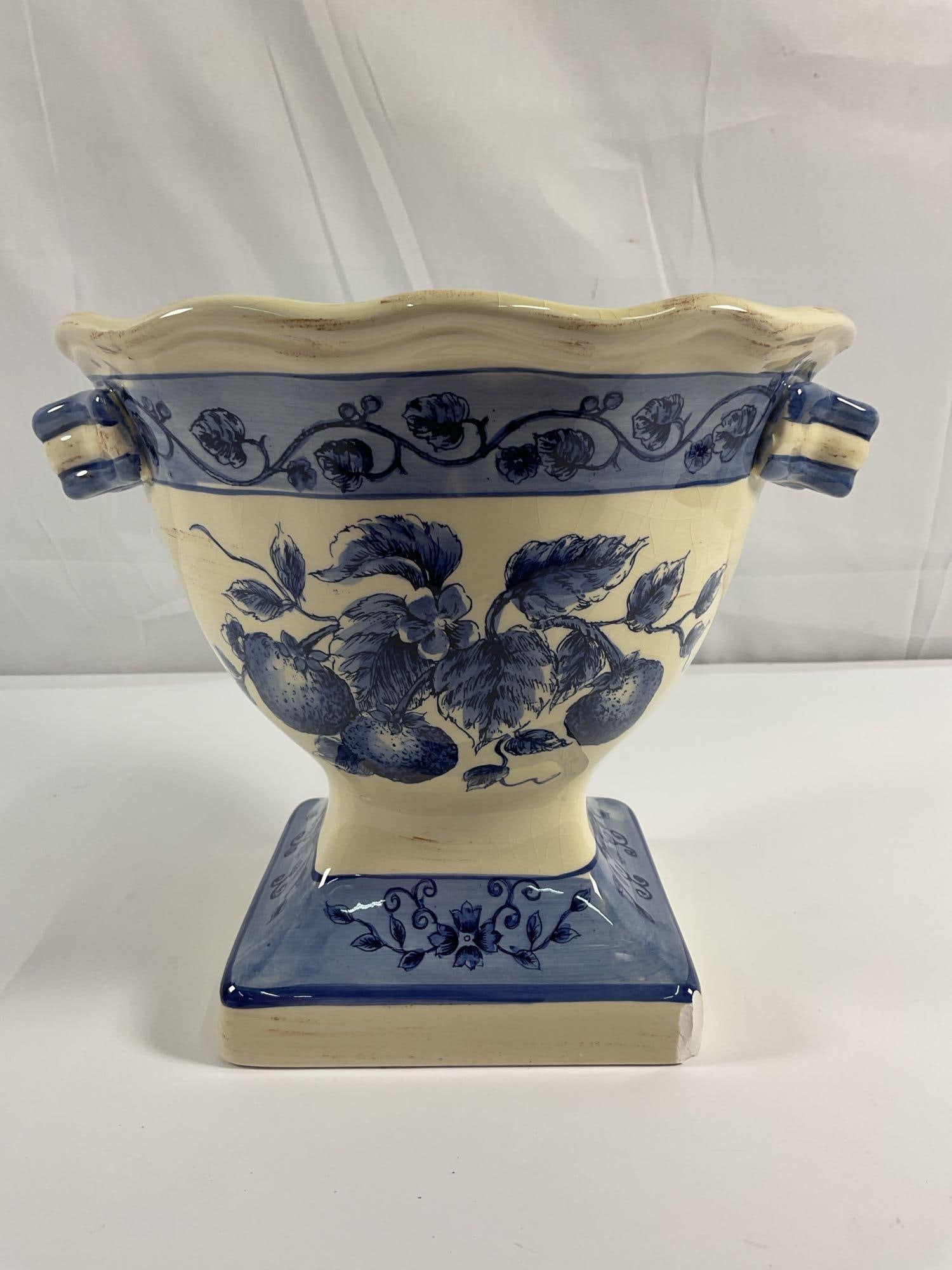 Blue & White Ceramic Planter or Jardinière (1 of 4)