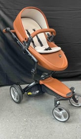 Mima Brown and White Leatherette Baby Stroller