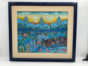 Elephants and Flamingos by Lesly