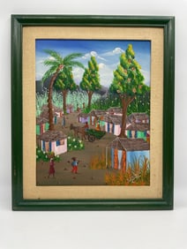 Village Life with Cart by Joel Hector Petelot, 1992