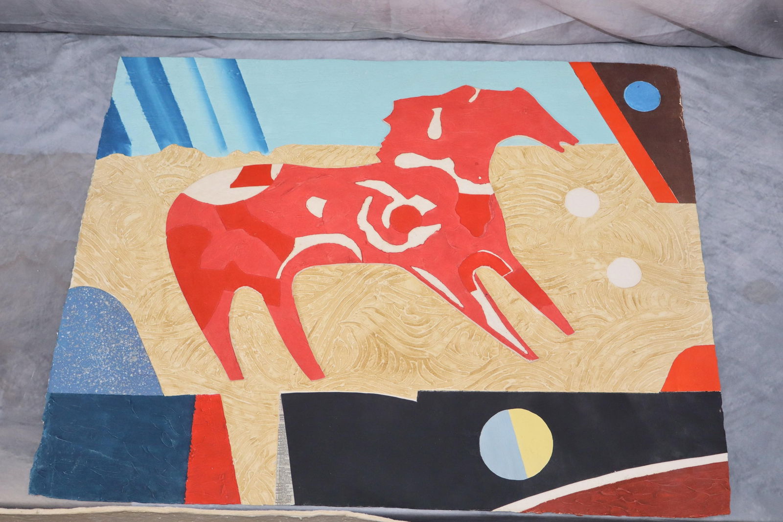 Max Papart (French, 1911-1994) Mixed Media: Max Papart mixed media unsigned. Dimensions: H:20 W:30in