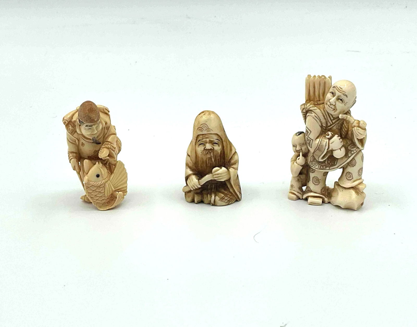 Three Japanese Style Netsuke Figurines (1 of 6)