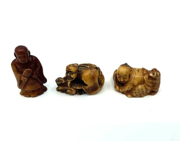 Three Japanese Style Netsuke Figurines