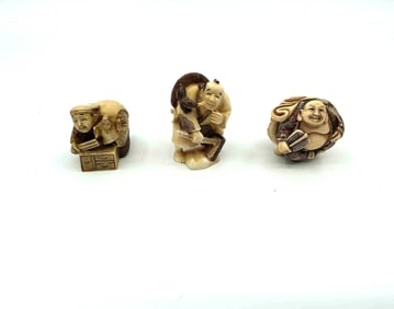 Three Japanese Style Netsuke Figurines