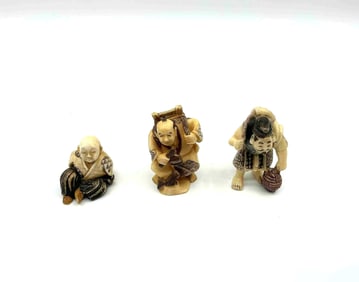 Three Japanese Style Netsuke Figurines