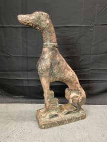 Vintage Cast Greyhound Dog sculpture - Signed, Italian 1972