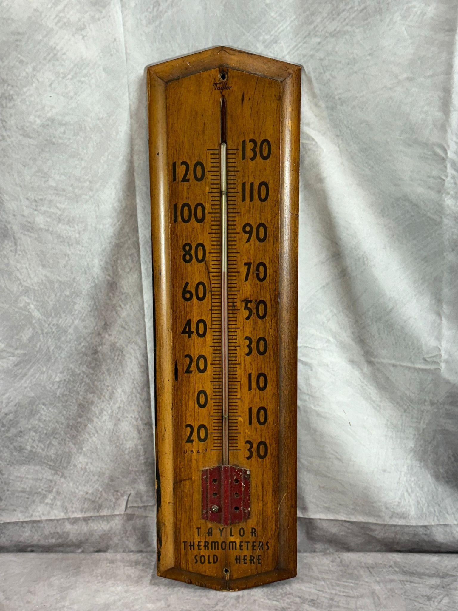 Early 20th Century Taylor Oak Outdoor Thermometer (1 of 3)