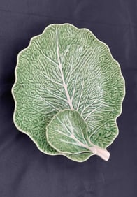 Bordallo Pinheiro Leaf-Shaped Ceramic Serving Dish - Portugal