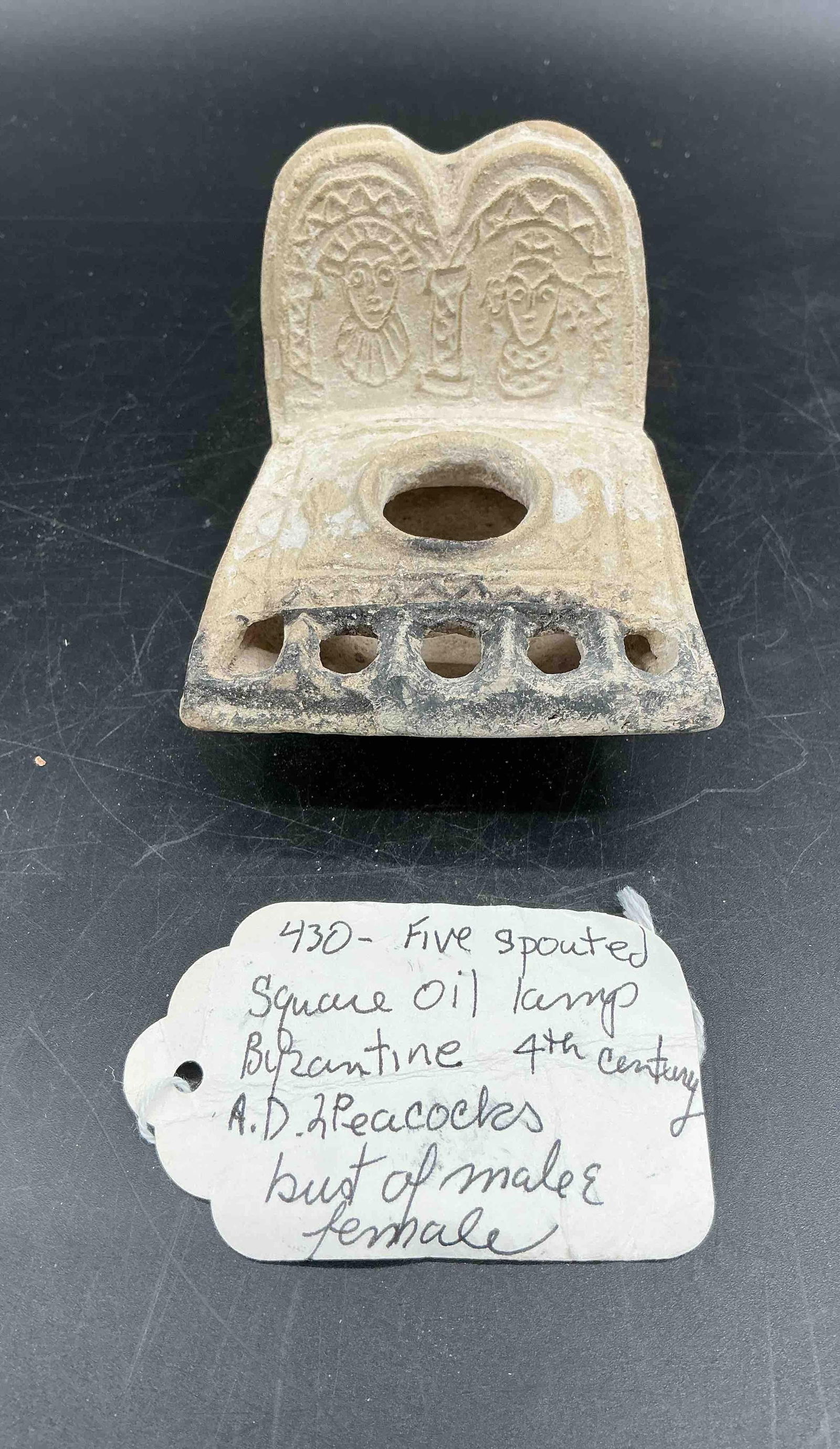 430 - Five Spouted Square Oil Lamp Byzantine 4th Century A.D. 2 (1 of 8)