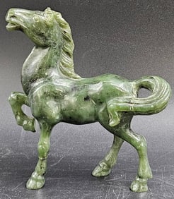 Hand-Carved Green Jade Horse Figurine