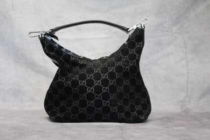 Gucci Suede Monogram Hobo Black bag (1 of 9)