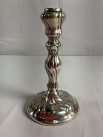 Silvered Metal Candlestick in Baroque Form