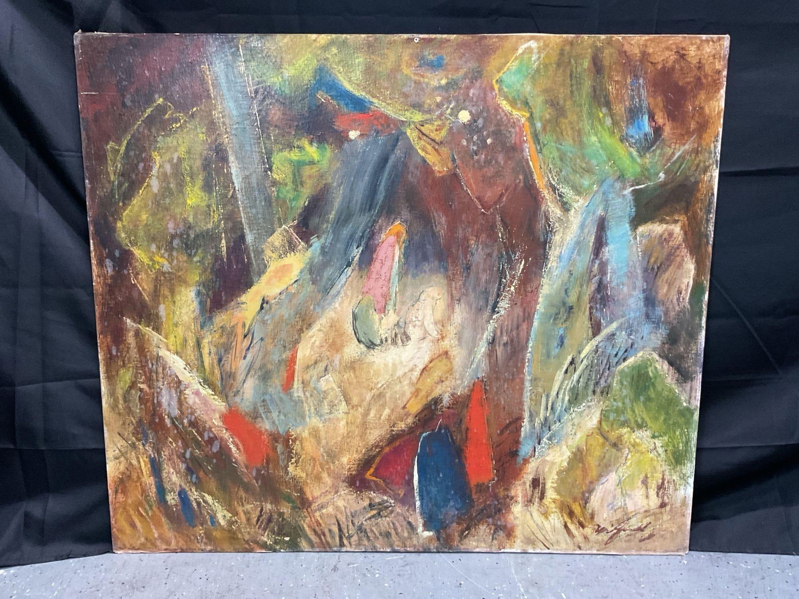 Loran Wilford "Figures in the Woods" Abstract Oil Painting (1 of 5)