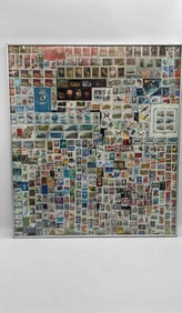 Large Framed Collection of Worldwide and Soviet Era Postage Stamps