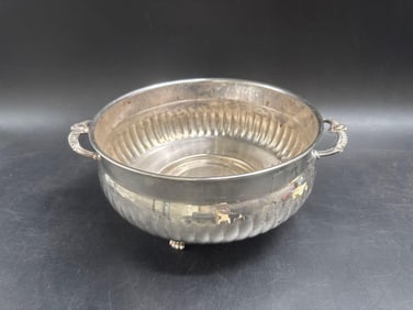 Vintage Silver-Plated Serving Bowl with Handles