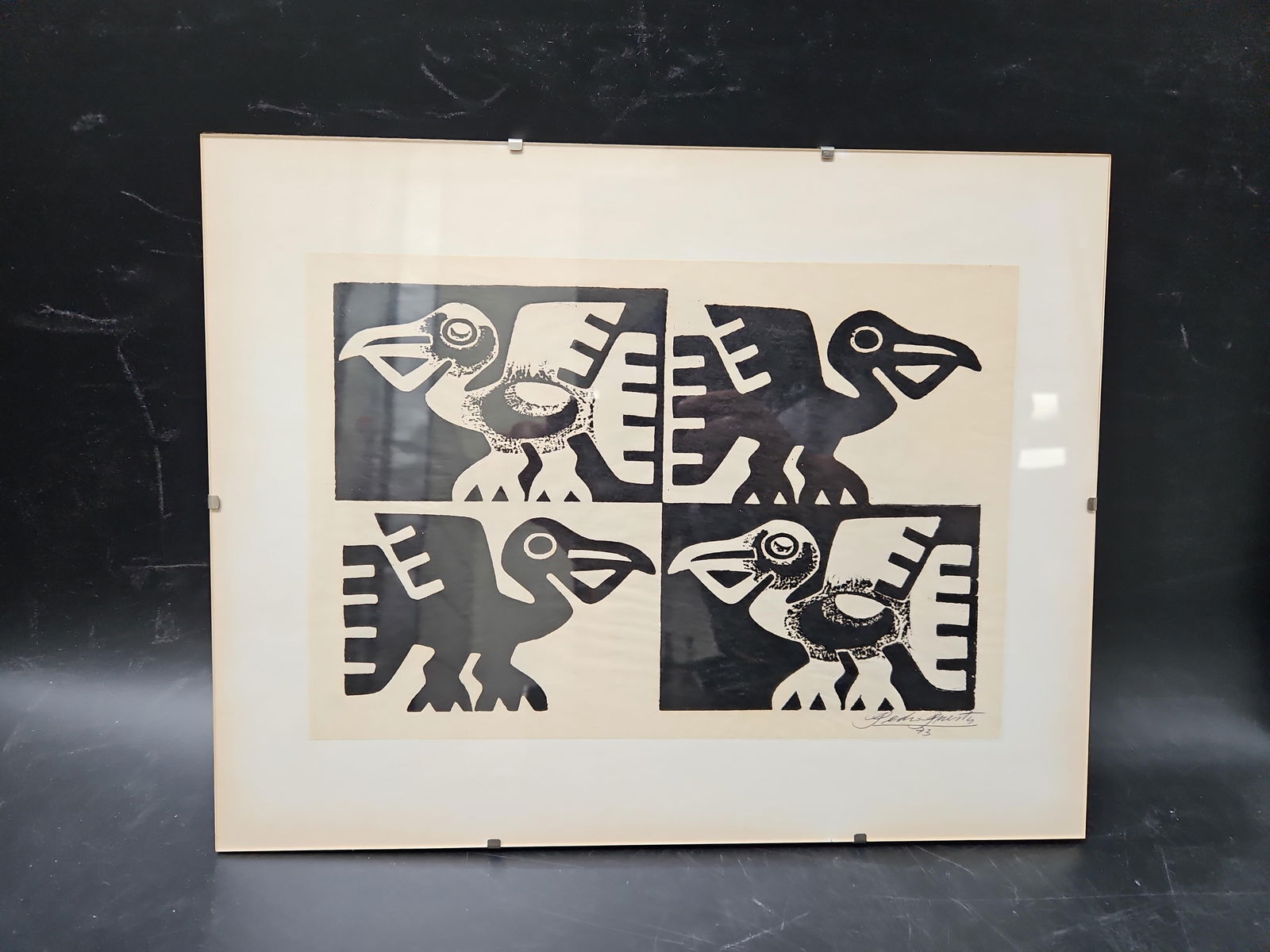Signed Modernist Bird Print by Leonard Lehrer (1 of 4)