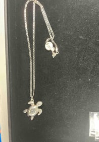 Sterling Silver 925 Chain with Turtle Pendant, 22" – 8.77g