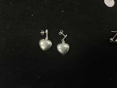 Sterling Silver 925 Heart Pendant & Earrings Set – 7.4g